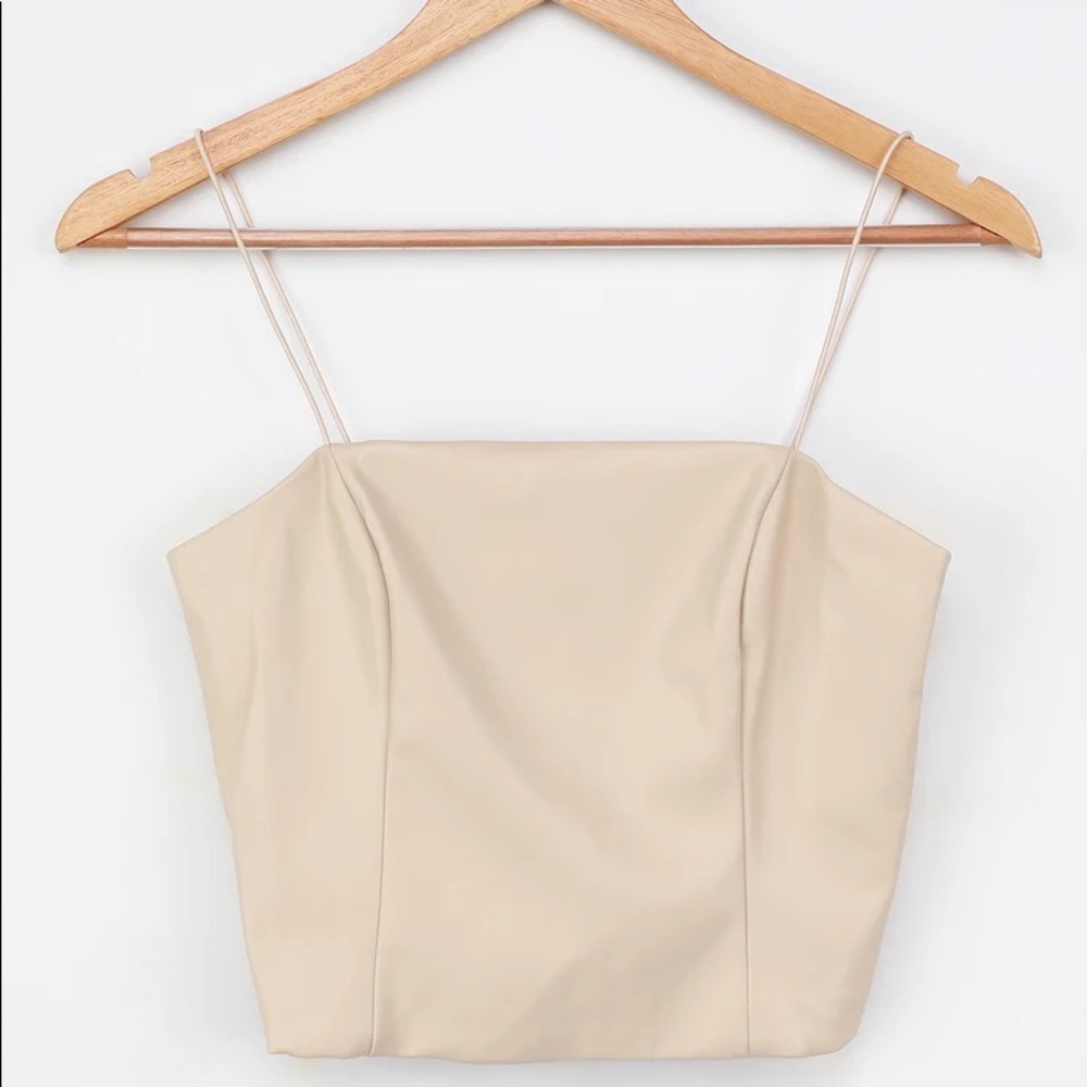 Lulus Keeping it Flirty Vegan Leather Cropped Cami